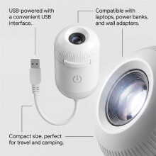 Lámpara Proyector USB con Imagen Clara, Brillo Ajustable, Control Táctil, Luz Nocturna 2 en 1 con 48 Diapositivas