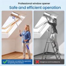 Window Handle Extension 117 cm, Telescopic Window Opener for Roof Window Adjustable 3-Stage Extendable Window Opener