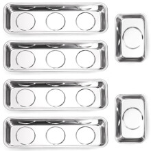 Set of 6 Small Magnetic Parts Trays, Stainless Steel Magnetic Tray Set for Mechanic'S,Metal Parts, 9"X2.5"/3.6"X2.5"