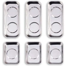 6-Piece Magnetic Tray Set (3.6"X2.4" / 5.9"X2.5" Square), Magnet Tool Trays Parts Holder, for DIY Handyman, Woodworker