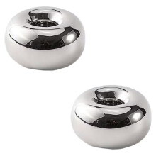 2Pc Silver Modern DoughnutShaped Candlestick Holder,Small Decorative Taper Candle Holder for Bathtub Bedroom L