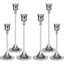 Candlestick Holders Silver, 6 Packs Taper Candle Holder for Candlesticks, Candle Sticks Holder Decor for Home Decor 6Pc