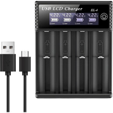 18650 Batterijlader met 4 Sleuven, Intelligente Lader met LCD-Display, Type-C voor Li-Ion 3,7V 18350 18500 1,2V Ni-MH Ni-CD