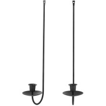 Wall Candle Holder Set of 2, Black Metal Wall Mount Candle Sconces Stylish Candlestick Holders, for Fireplace, and Decor