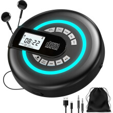 Tragbarer CD-Player mit 5.3, Discman-CD-Player, Eingebauten Lautsprechern, FM-Transmitter, Anti-Skip, AUX, USB, Fürs Auto
