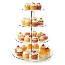 4 Tier Cupcake Stand Round Acrylic Cake Stand - Clear Tiered Display Stand, for Wedding, Birthday, Party