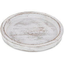 Rustic Wooden Tray Candle Holder, Round, Distressed White Wood Decorative Pillar Candle Tray, for Coffee Table L