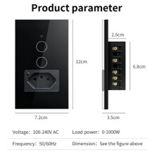 Tuya WiFi Light 2-Way with Brazil Socket Touch Wall for Life APP Remote Control B BR Plug