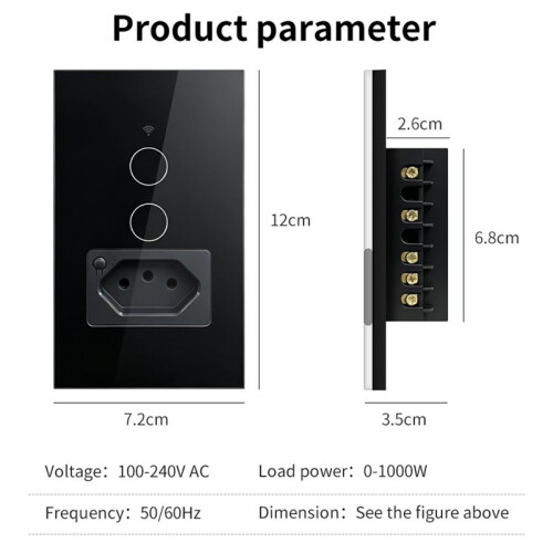 Tuya WiFi  Light 2-Way  with Brazil Socket Touch Wall   for Life APP Remote Control B BR Plug