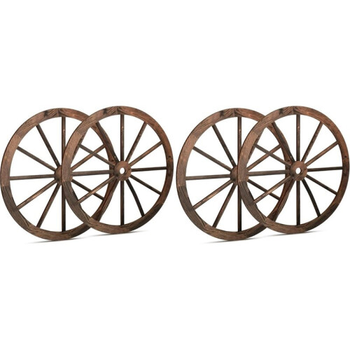 Conjunto de 4 Rodas de Carroça de Madeira de 30 cm (12 Polegadas), Decoração Rústica Ocidental para Casa e Bar 1