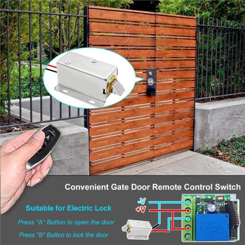 433Mhz Universal Wireless Remote Control   12V 1CH Relay Receiver Module RF Transmitter for Access Control, 1Kit