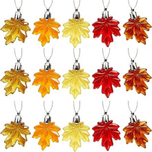 40PCS Maple Leaf Ornaments Small Maple Leaf Hanging Pendant Small Tree Fall Autumn Hanging Ornaments for Home
