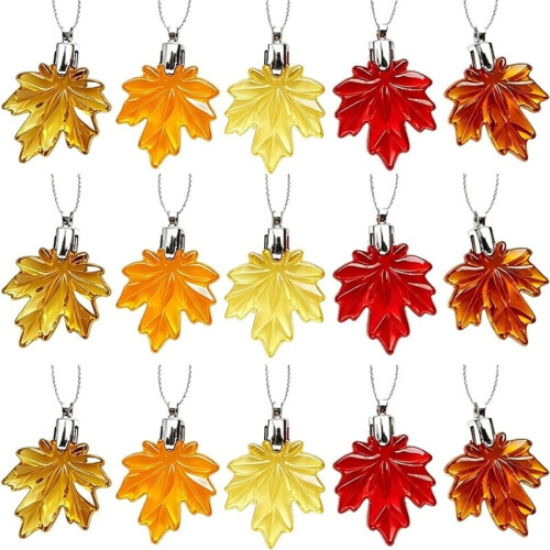 40PCS Maple Leaf Ornaments Small Maple Leaf Hanging Pendant Small Tree Fall Autumn Hanging Ornaments for Home