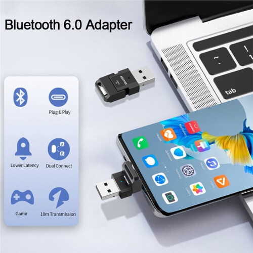 Adattatore  6.0 USB Type C, Dongle Ricevitore BT 6.0 Collega e Utilizza per PS4, per PS5 e Laptop. 2