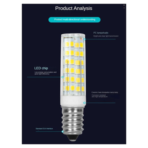 Lâmpada de LED Tipo Milho com Rosca E14 para Refrigerador, Ideal para Uso Doméstico e Comercial. 1
