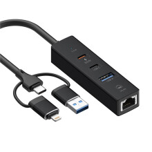 Adattatore Ethernet da 100 Mbps per Telefoni e Tablet Type-C/IOS, Docking Station USB RJ45, Hub USB 3.0, Convertitore di Rete Portatile.