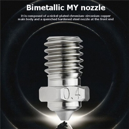 V6 Bimetallic MY Nozzle for E3D V6 3D Printer Hotend High Temperature Hardened Wear-Resistant Replacement 0.6mm
