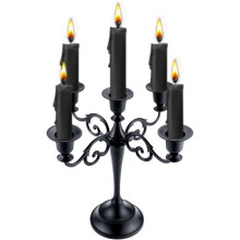 5-Arm Black Metal Candelabra Halloween Taper Holder Decor Halloween Table Centerpiece,for Formal Events, Wedding, Church