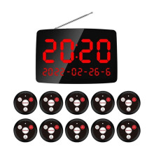 10 Pcs of Table Call Button 1 Display Monitor Receiver for Restaurant Wireless Waiter Calling System B EU Plug