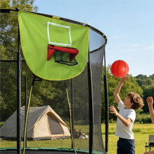 Trampoline Basketball Hoop with Pump and 3 Balls ,Trampoline Basketball Attachment for Indoor Outdoor Green
