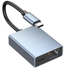 Type C to RJ45 1000Mbps Gigabit Ethernet Adapter PD 100W Fast Charge Network Card Plug for Laptop Tablet