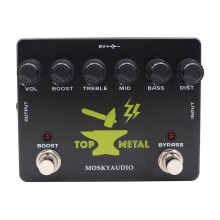 MOSKYAUDIO TOP METAL Efekt Gitarowy Efekty Gitarowe Heavy Metal 3-Pasmowy Korektor Bas Średnie Wysokie z Podbiciem i Obejściem Przełącznik Nożny