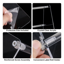 Label Roll Holder, Acrylic Sticker Dispenser for Thermal Printer, Sticker Roll Holder for Rolls & Fanfold Labels