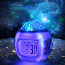 Star Projector Clock:LED Night Light, Color-Changing for Bedroom, Kids Room,Bedside - Soothing Ambiance