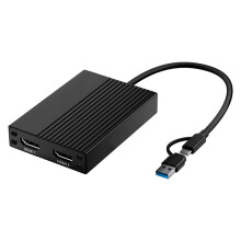 Estación de Acoplamiento 2 en 1 con Doble Cabezal TYPE-C + USB, Concentrador de Pantalla USB 3.0 y Convertidor 4K Compatible con Doble