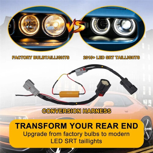 For  Challenger 2008-2015 LED SRT Taillight Conversion Harness Left & Right, Center Harnesses 1