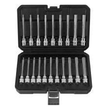 20-Piece 3/8" Drive Extended Hex Socket Set - Metric & SAE Screwdriver Bit Socket Manual Tool Kit for Auto Repair & DIY