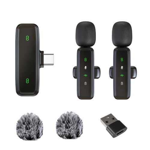 Microfono Lavalier Wireless Portatile con Riduzione del Rumore per Vlog e Live, Ideale per Registrazioni Audio e Video. Collega e Utilizza.