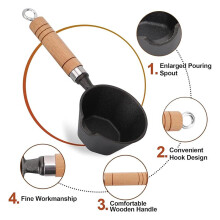 Cast Iron Sauce Pan & Grill Brush Set - Perfect BBQ Tool for Grilling Enthusiasts & Ideal Men'S Grilling Gift