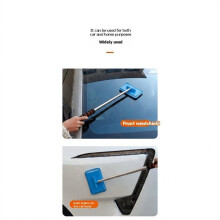 4pcs Car Glass Cleaning Cloth with Metal Telescopic Pole for Defogging and Dust Removal, Interior Window Cleaner