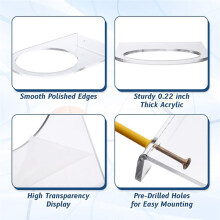6Pcs Acrylic Holder Wall Mount Clear Football Display Rack 5mm Thick Storage Hangers, Basketball Wall Mounted