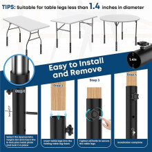 Rehausses de Pieds de Table, 4 Niveaux de Hauteur Réglable, Pliables, pour Pieds de Table (2", 3", 4"/5"), Compatibles avec Pieds Droits ou Courbés.