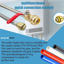 3/4" Valve X 3/4" FIP X 24" Water Heater Hose Connector, Braided Corrugated Flexible Water Heater Connector