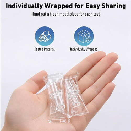 100-Pack Breathalyzer Mouthpieces, Disposable Replacement Tips for S80/S75/S70/Trace/Element/Scout, Secure Fit for Home