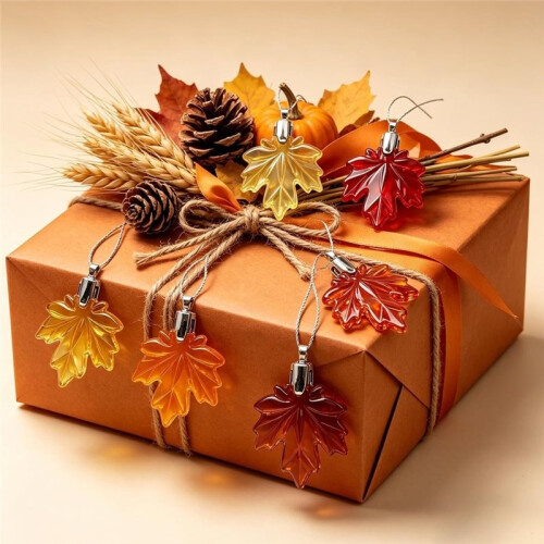 40PCS Maple Leaf Ornaments Small Maple Leaf Hanging Pendant Small Tree Fall Autumn Hanging Ornaments for Home 1