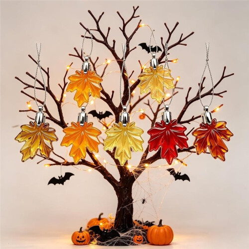 40PCS Maple Leaf Ornaments Small Maple Leaf Hanging Pendant Small Tree Fall Autumn Hanging Ornaments for Home 2