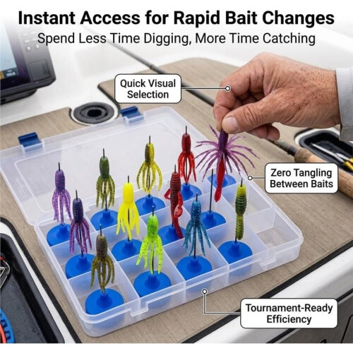 Universal Soft Bait Storage Holder System with Stainless Pins, 12Pk Vertical Pin Suspension 2