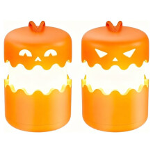 2Pcs Rechargeable Halloween Pumpkin Lantern Light Collapsible Jack O Lantern Battery Operated for Halloween Party