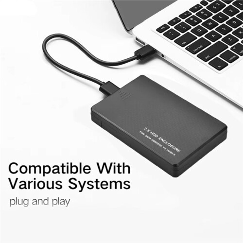 Hårddiskfodral 2.5  Till USB3.1 Typ C-Hölje Extern Hårddiskfodral för 2.5" SSD-Hårddisk Verktygsfri Bärbar Hårddisklåda 1