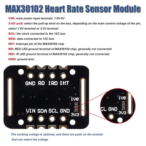 5pcs Heart Rate Sensor Module MAX30102 Pulse Detection Blood Oxygen Concentration Calculation Modules Heart Rate Sensors