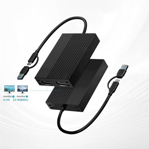 Estação de Acoplamento 2 em 1 com Duas Portas USB-C e USB, Hub de Vídeo USB 3.0 e Conversor 4K Compatível com . 2