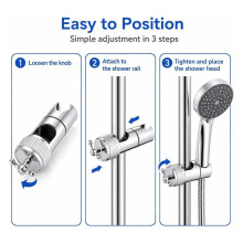 Adjustable Shower Holder - No-Drill 360 Swivel Wall Mount, for Bathroom & Hotel Use