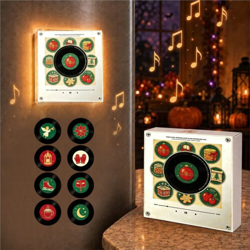 Luz Noturna Automática de Natal com Ímã de Geladeira Giratório e Função de Canto, Compatível com NFC e Tecnologia de Indução. 2