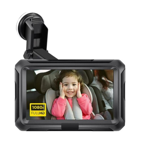 Monitor de Espelho Retrovisor de Carro de 4,3 Polegadas com Câmera HD 1080P, Tela IPS e Função de Visão Noturna para Bebês e Crianças 2