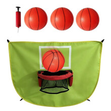 Trampoline Basketball Hoop with Pump and 3 Balls ,Trampoline Basketball Attachment for Indoor Outdoor Green