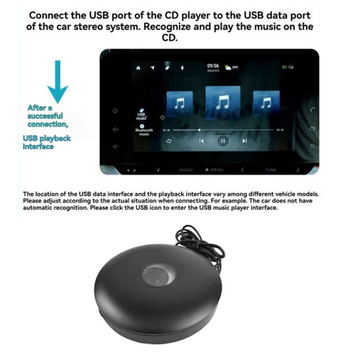 Car External CD Player USB Power Input Plays WAV Lossless Audio for Car 1